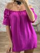 Ruched Sleeves Top/Magenta