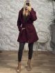 The-Hooded Belt Coat-26439/Burgundy