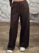Leopard Back & Stripes Pants-5147/Chocolat
