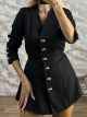 The-Gold Buttons Blazer-50081/Black