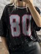 Sar-Sequinned Number Top-27969/Black