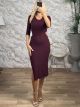 GLOW CutOut Rip Midi Dress/Burgundy
