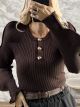 Ton-Wave Sleeves Knitted Top-545/Chocolat