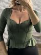 Pro-Peplum Corset Top-43288/Khaki