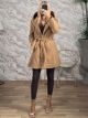 The-Hooded Belt Coat-26439/Camel
