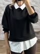 Shirt Detailed Sweatshirt-2599/Black