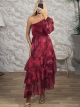 San-Muslin GoldenThread Maxi Dress-6421/Burgundy