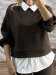Shirt Detailed Sweatshirt-2599/Chocolat