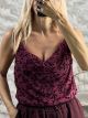 Zoz-Velvet Texture Floral Top-35525/Burgundy