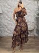 San-Muslin GoldenThread Maxi Dress-6421/Chocolat