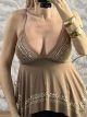 Boho Gold Asymmetrical Top/Beige