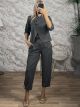 San-Stripes Button Suit-26209/Grey