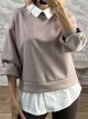 Shirt Detailed Sweatshirt-2599/Mocca