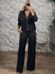 Faded Strassed Cotton Tracksuit-3010/Black