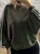 The-Knitted Stripes Sweater-3316/Khaki