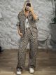 Leopard Stripes Track Top Set-60270/Beige&Chocolat
