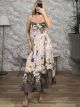Viscose Floral Dress-3016/Khaki
