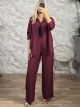 Zoz-Stripes Shirt & Pants Set-3388/Burgundy