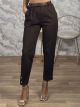 Ankle Buttons Belt Pants-1693/Chocolat