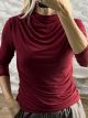 The-Tulle C-ThroughSleeves Top-5251/Burgundy