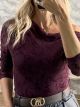 San-Velour Floral Top-61561/Burgundy