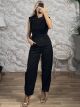 San-Suede Vest & Pants Suit-6505/Black