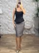 GLOW Leather Midi Pencil Skirt/Grey
