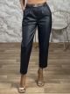 Lok-HighWaist Leather Belt Pants-76277/Navy Blue