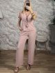 Soft Drawstrings&Beads Pants Set-10243/Pink