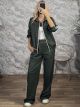Leopard Stripes Track Top Set-60270/Khaki