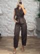 San-Suede Vest & Pants Suit-6505/Chocolat