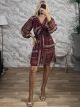 Ste-Muslin Mini Dress-14186/Burgundy