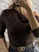 San-Velour Floral Top-61561/Chocolat