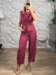 San-Suede Vest & Pants Suit-6505/Burgundy