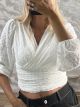 Waffle Fabric Top-6953/White