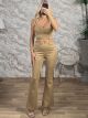 The-Suede Top&Pants Set-3126/Beige