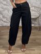 Highwaist Seams Barrel Pants-30101/Black