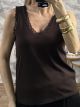 Sleeveless Lace Elastic Top/Chocolat