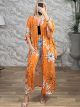 Satin Long Belt Kimono-1591/Orange