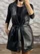 The-Leather Long Vest-11785/Black