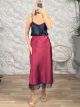 Ton-Lace Satin Maxi Skirt-7299/Burgundy