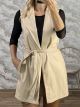 The-Leather Long Vest-11785/Beige