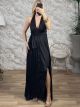 Pleated Satin Polymorphic Dress/Black