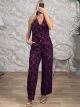The-Velvet Textured Vest Suit-8819/Burgundy