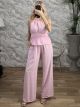 Viscose Pastel Pants Set-12626/Pink