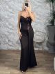 The-Sequinned Maxi Dress-58723/Chocolat