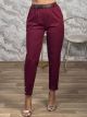 Ankle Buttons Belt Pants-1693/Burgundy