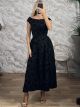 The-Velvet Textured Maxi Dress-59083/Black