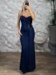 The-Sequinned Maxi Dress-58723/Blue