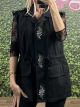 Denim Sleeveless Strass Jacket/Black